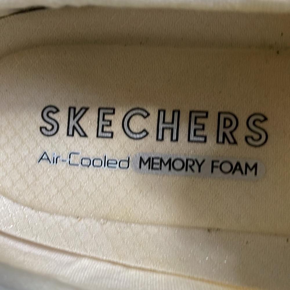 White Sketchers Memory Foam Slip On Sneakers Read… - image 3